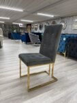 Plush Velvet Dining Chair with Gold Frame GREY