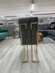 Plush Velvet Dining Chair with Gold Frame GREY