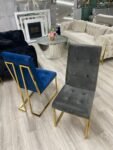 Plush Velvet Dining Chair with Gold Frame GREY