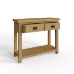 Robus Oak Console Table with Drawers and Unde6