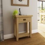 Robus Oak Telephone Table with Drawer and She3